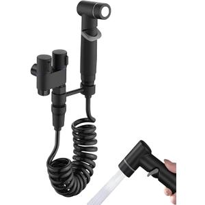 Handheld Bidet Sprayer for Toilet, Handheld Sprayer Kit, Baby Cloth Diaper Sprayer Set for Feminine Wash- Easy to Install - Stainless Steel (Black)