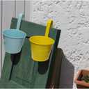 8 Colours Metal Hanging Flower Pots, 6.3" Hanging Flower Buckets on Hooks, with Drainage Hole (8 Pack, L)