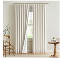 Vision Home Natural Pinch Pleated Full Blackout Curtains Linen Blended Room Darkening Window Curtains 90 inch for Living Room Bedroom Thermal Insulated Pinch Pleat Drapes with Hooks 2 Panel 40"Wx90"L