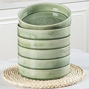 GBHOME 7.5'' Stoneware Pasta Bowls, Serving Bowls Set of 6 for Kitchen, Double Reactive Glaze Bowls for Fruit, Pasta, Salad, Oatmeal, Meal, Microwave Safe (6 pcs)