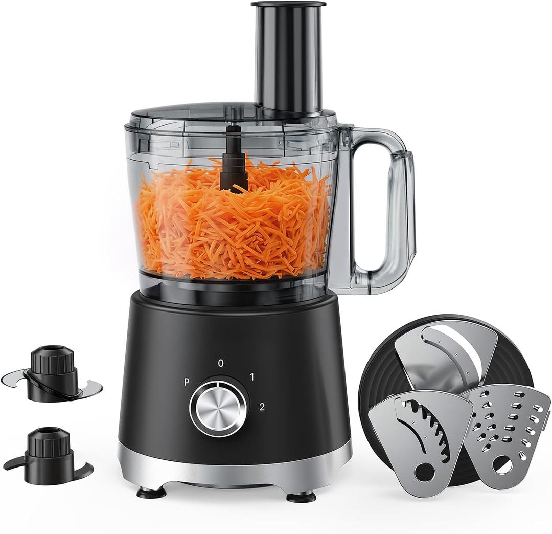 OLIXIS Food Processor 10.5 Cup, Vegetable Choppers with Slicing Shredding Chopping Kneading, Dishwasher Safe, Food Grinder, Stainless Steel Blades, for Smoothie Fruit Dough, 2.6QT, Black