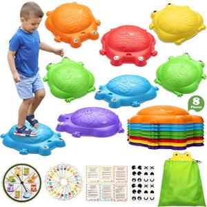 Stepping Stones for Kids Outdoor Toys for Toddlers 3-5 8 Pcs Frog Balance Step Stone Up to 265lbs Indoor Outdoor Toy for Kids Obstacle Course Sensory Toys for Toddler Ages 3-8 Gift for Boys Girls