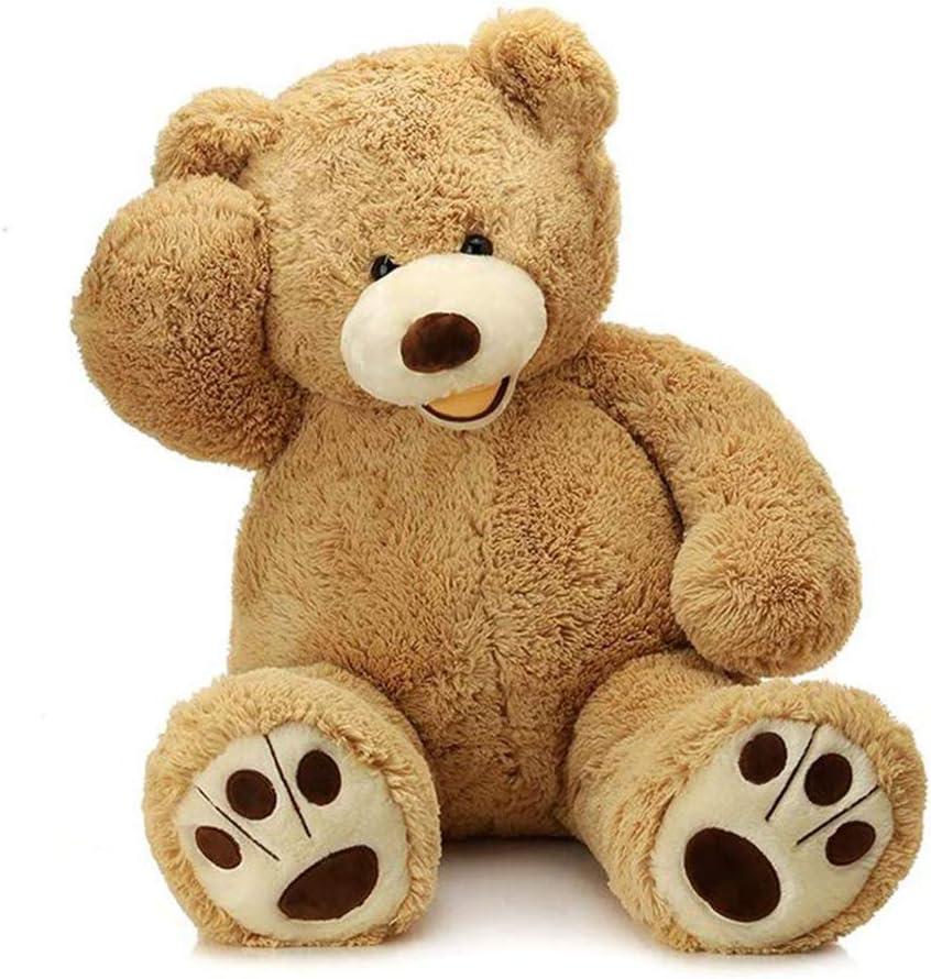 MorisMos Smiling Giant Teddy Bear, 39inch Large Stuffed Animal Bears with Big Footprints Plush, Kids Girlfriend Boyfriend Gift, Light Brown