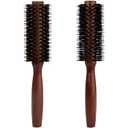 Round Boar Bristle Hair Brush with Wooden Handle Ideal for Styling Medium to Long Hair Thick, Fine, Curly, Or Straight Hair, Enhances Volume and Shine, Brown