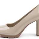 JENN ARDOR 3 inch High Heel Pumps for Women Close Toe Leather Dress Pumps Shoes (Nude,10)