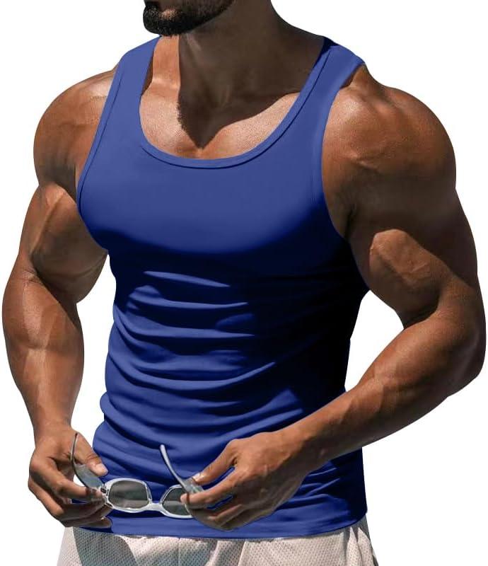 Men's Gym Workout Tank Tops - Soft Lightweight Sleeveless Muscle Shirts for Beach & Athletic Wear (3X-Large, Royal Blue)