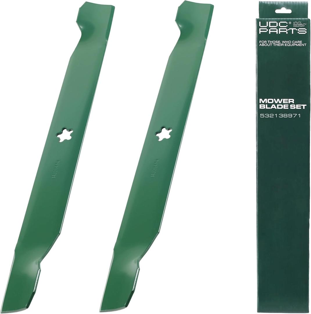 UDC Parts 532138971 Mower Blades Replacement for Craftsman 42 Inch LT2000 LT1000 YT3000 DYT4000 DLT3000 YT4000 138971 Husqvarna YTH22V42 YTH18542 YTA18542 YTH1542XP 532127843 138498 / High Lift 2 Pack