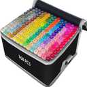 VIBEX 168 Colors Alcohol Markers with Base Dual Tip Drawing Markers for Adult and Kids Comics Coloring Sketching Illustration - Refillable (168 White)