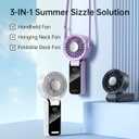 Handheld Fan – Compact, Portable, Powerful Airflow: High-performance motor, LED display, Extra-long battery life, 100-speed settings, foldable design, 3-in-1 portable fan. (White)