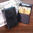 7 x Transparent Cigarette Case for King Size 85mm, Holds 20 Cigarettes,Stylish with Gold Powder Design (Black)