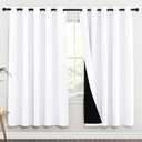 NICETOWN 100% Blackout Window Curtain Panels, Full Light Blocking Drapes with Black Liner for Nursery, 72-inch Drop Thermal Insulated Draperies (White, 2 Pieces, 70-inch Wide Per Panel)