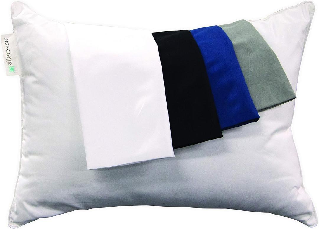 AllerEase Ultra Soft Advanced Allergy Protection Machine Washable Durable Zippered Travel Pillow Protector Size 14" x 20" Size Grey (Gray)