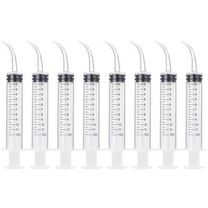 TecUnite 8 Pcs Syringe 12cc Dental Irrigation Syringe with Curved Tip for Wisdom Teeth Measurement Disposable Water Oral Mouth Liquid Tonsil Stone Squirt Mouthwash Cleaner Syringes