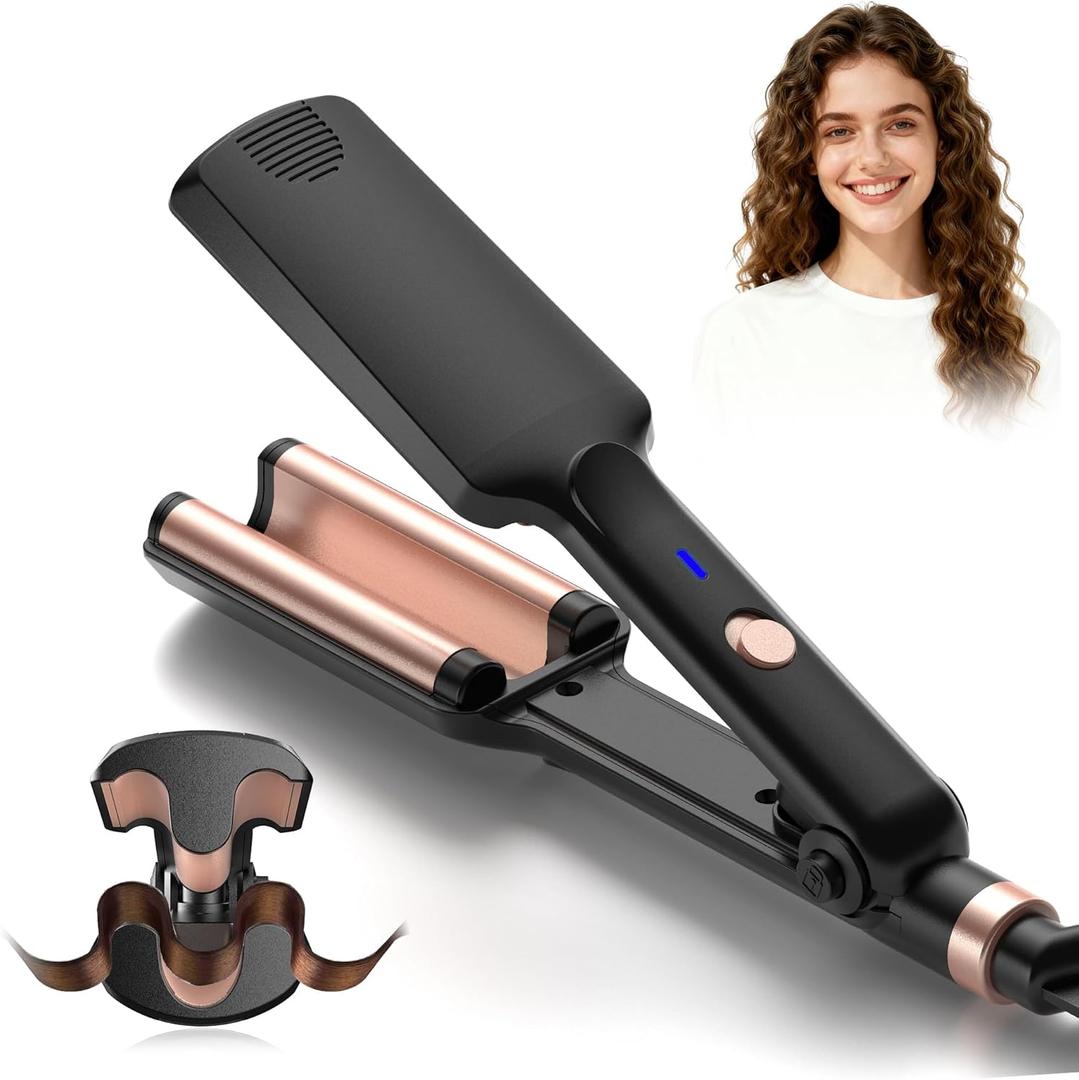 Crimper Hair Tool, Mini Hair Crimper for Women Heating up 390F, Waver Curling Iron with Negative Ions, Double Voltage Crimping Iron for All Style (9.5 Inch/1.5 Inch)