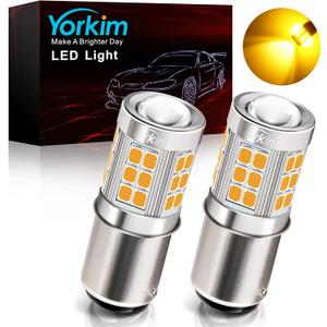 Yorkim 1157 LED Bulb Amber, 1157 led turn signal bulb, 2357 led bulb 2057 7528 BAY15D Replacement for Turn Signal Blinker Lights Side Marker Lights, Amber Yellow, pack of 2
