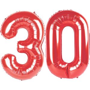 2 x Red 40 Inch 30 Number Balloons, Balloon Decorations for 30, 29 Birthday, Foil Giant 30, 29 Birthday Graduations Anniversary Party