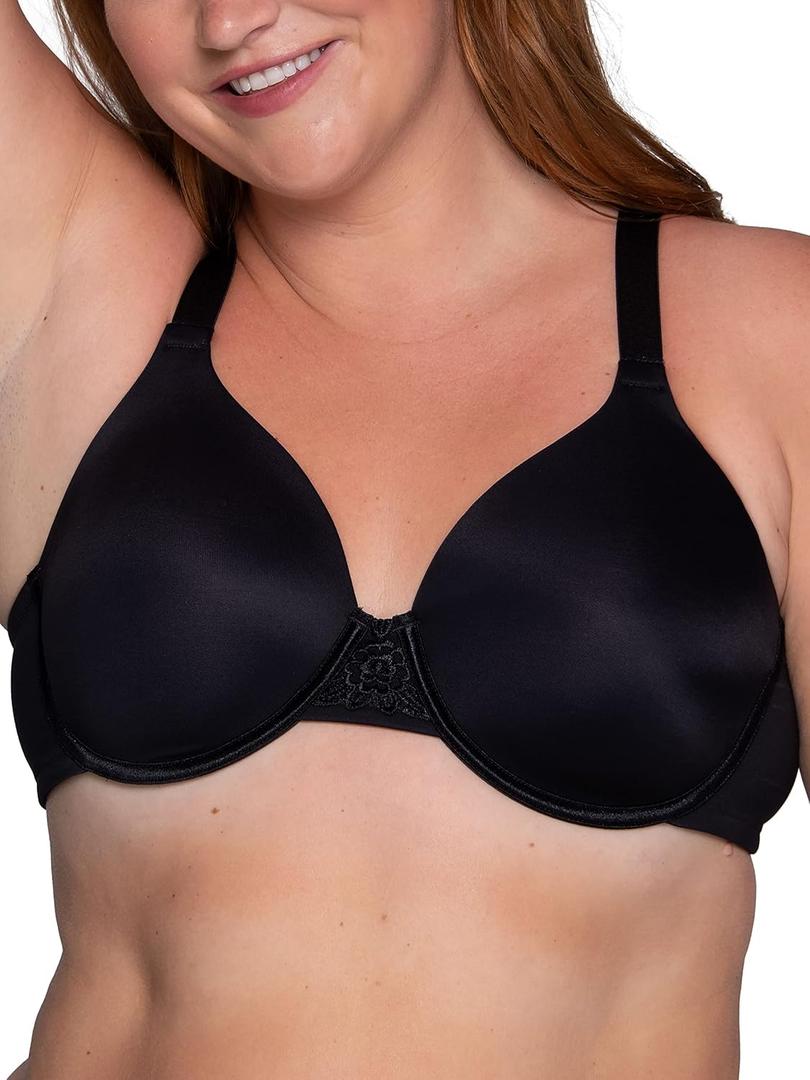 Vanity Fair Women's Full Figure Beauty Back Smoothing Bra, 4 Way Stretch Fabric, Lightly Lined Cups up to H (38G, Underwire - Black)