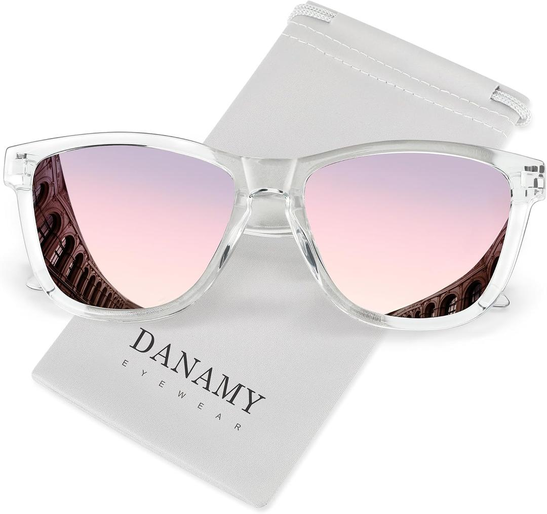 DANAMY Sunglasses Womens Polarized Sunglasses for Women Trendy Designer Mirrored UV400 Protection Sun Glasses