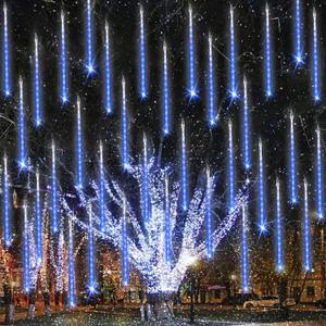 iBaycon 20 Tubes 640 LED Meteor Shower Rain Lights, 15.7 inches Cascading Icicle Lights Waterproof Outdoor, Connectable Falling Raindrop Light with Timer for Holiday Party Christmas Decorations (Blue)