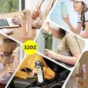 SIEROZUR 32 oz Glass Water Bottle with Straw and Handle 1 Liter Glass Water Bottle with Silicone Sleeve and Time Marker Sports Water Jug Wide Mouth for Travel Gym (Black)