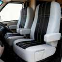 BeadChica RV Seat Covers Captains Chairs,Motorhome Seat Cover 2PCS for Class-A RV Seat with Arm Rest Covers (Black&Grey)