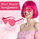 PLULON 4Pcs Hot Pink Bob Wigs with Heart Plastic Sunglasses Hair Cap for Women, Neon Short Bob Wig Colored Funny Cosplay Hair for Women Men Daily Bachelorette Halloween Costume Party Decorations