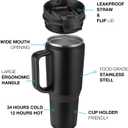 EALGRO 40 oz Insulated Water Bottle Jug with Straw and Handle, Large Metal Sport Water Flask, Stainless Steel Travel Coffee Mug Cup, Thermal Coffee Tumblers with Lid, Indigo Black