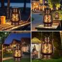 Solar Lantern Outdoor Hanging Vintage LED Waterproof Camping Light with Beautiful Graphics Landscape Decor for Yard,Patio,Porch,Lawn,Tabletop(02 - Hummingbird)