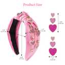 Valentine's Day Headbands for Women - Pink Rhinestone Heart Headbands with Earrings Knot Hairband Jeweled Crystal Sparkling Wide Top Knot Hairband Hair Accessories Gift for Valentines Wedding Party