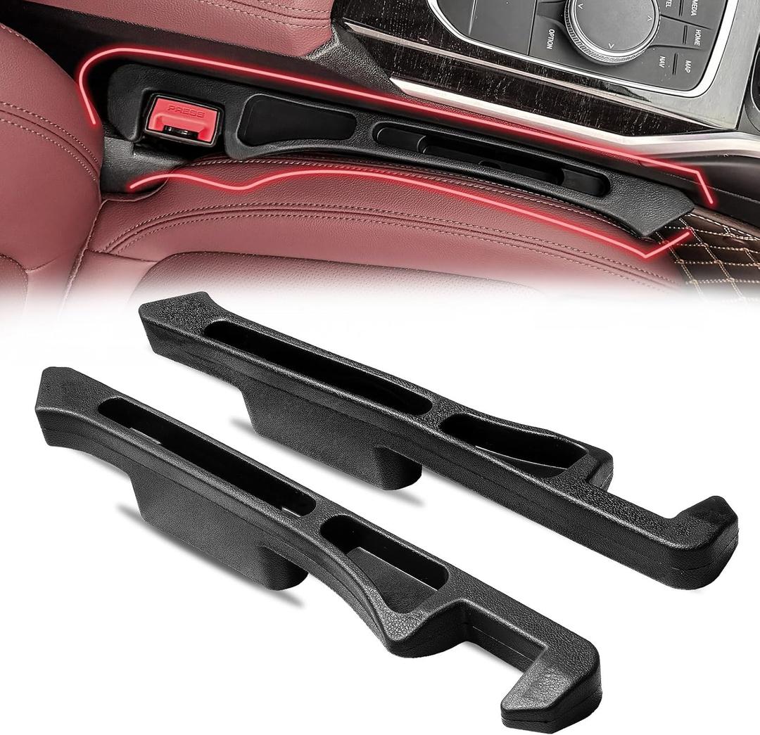 2PCS Car Seat Gap Filler Organizer, Car Side Seat Gap Filler with Phone Holder, Gap Stopper Fill Gap Between Seat and Console to Stop Things from Dropping Fit Cars SUVs TrucksBlack