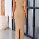 PRETTYGARDEN Women's 2026 Summer Formal Maxi Dresses Sleeveless One Shoulder Bodycon Ruched Mesh Wedding Guest Cocktail Dress (XL)