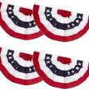 1.5x3Ft 4th of July Decorations Memorial Day American flags Bunting Flags outdoor- Half Fan Banner Pleated Patriotic flag USA Flags double-sided 4-Pack