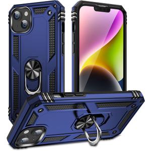 Korecase Phone Cover for iPhone 15 Plus Case with Stand Ring,Military-Grade Shockproof Phone Cover for Apple iPhone 15 Plus 6.7-inch Heavy Duty Cover Blue