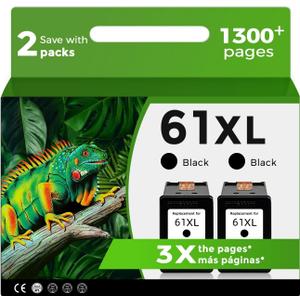 61XL Black Ink Cartridge for HP Ink 61 XL Replacement for HP61 HP61XL 2 Pack for 3510 4500 2620 5530 4630 2540 4502 3050 1510 4632 4501 2542 2514 4635 3050a 5535 4610 1000 1010 1512 3512 2541 Printer