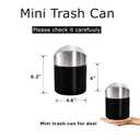 2 Pack Mini Trash Can for Desk, Swing Lid Brushed Stainless Steel Countertop Garbage Bin with 12 Rolls Bags, Modern Tiny Waste Basket for Vanity, Makeup Tabletop, Office Desk, Coffee Table