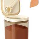 Airtight Brown Sugar Container with Clay Disc - 1.2 Qt (1200 ml) Glass Jar, Moisture Proof Storage Keeps Sugar Soft - Includes 1 Clay Disc & Spoon for Flour, Coffee, Dry Food, Sugar