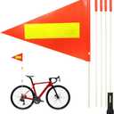 Uelfbaby Bike Safety Flag - 6 Ft Heavy Duty Fiberglass Pole, Polyester, Full Color, Tear-Resistant, Waterproof, Orange, Double-Sided Reflective
