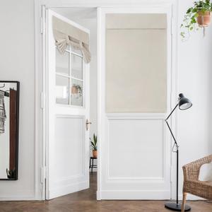 HOMEIDEAS Cream Blackout French Door Curtain, Privacy Door Curtains for Window, Blinds for Glass Window, Thermal Insulated Tie Up Shades, 30 X 40 Inch, 1 Panel, Light Beige