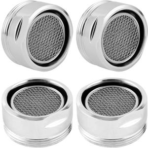 iFealClear 4 Pack Stainless Steel Faucet Aerator, Kitchen Sink Faucet Aerator Adapter with Brass Shell, 15/16 Inch/24 mm Male Thread Water-conserving Filter with Gasket for Bathroom, Chrome
