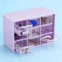 Desk Organizer Box with Nine Compartments Plastic Desktop Drawer Storage Box for Hardware, Beads, Cosmetics, Office, and Craft Storage, Purple