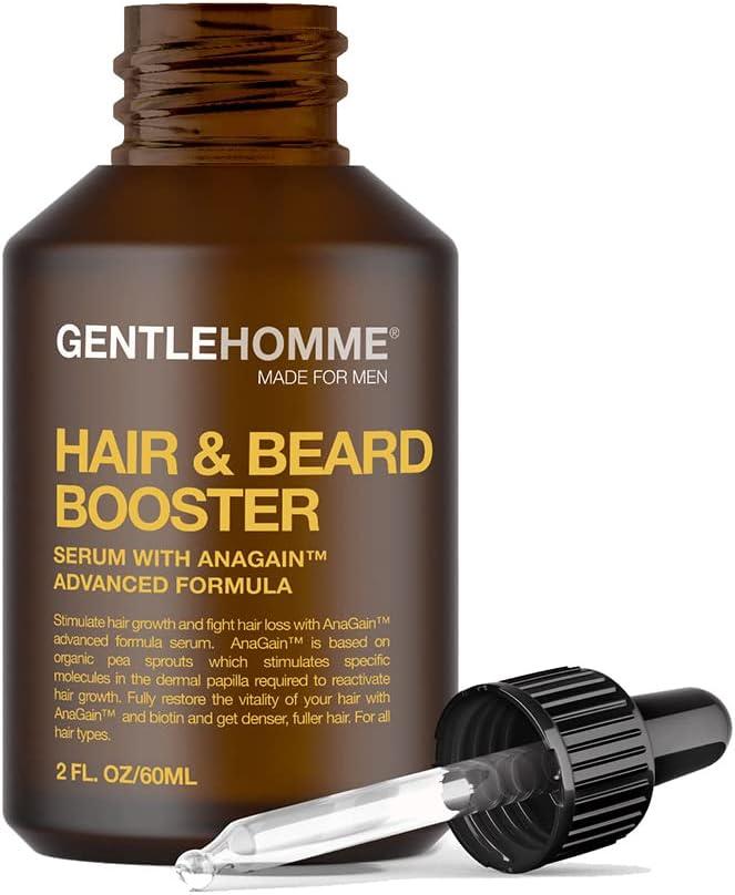 Gentlehomme Anagain Men's Hair & Beard Growth Serum - Hair Loss Advanced Formula Serum for Men with Biotin & Castor Oil, Regrowth Serum For Men - Thicker, Fuller Hair- 2 Oz
