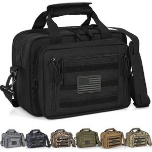 Pistol Case, Gun Range Bags For 2 Pistols 6 Magazines Carrying Shooting Bag with Lockable Zipper for Shooting Range Outdoor Hunting (Black)
