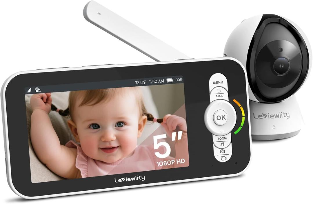 Leivewlity Baby Monitor No WiFi with Camera and Audio, 5" 1080P HD Screen with 1100ft Range, 5000mAh Battery, 8X Zoom, Infrared Night Vision, VOX, 2-Way Talk, Photo & Video Record for Crib, Nursery Leivewlity Baby Monitor No WiFi with Camera and Audio, 5" 1080P HD Screen with 1100ft Range, 5000mAh Battery, 8X Zoom, Infrared Night Vision, VOX, 2-Way Talk, Photo & Video Record for Crib, Nursery