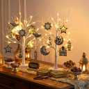 Eambrite 22" Ramadan Tree Decorations Lights, Birch Twig Tree with 24 LEDs Battery Operated, Mubarak Ramadan Decorations for Home Table Party (Timer, USB)