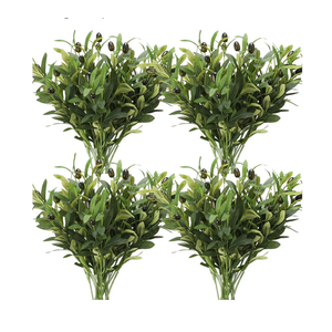 20 Pcs Faux Green Stem 18 Inch Artificial Olive Branches for Vases Fake Olive Branches Silk Plant Greenery Leaves Fruits Tree for Tabletop Home Office Decoration