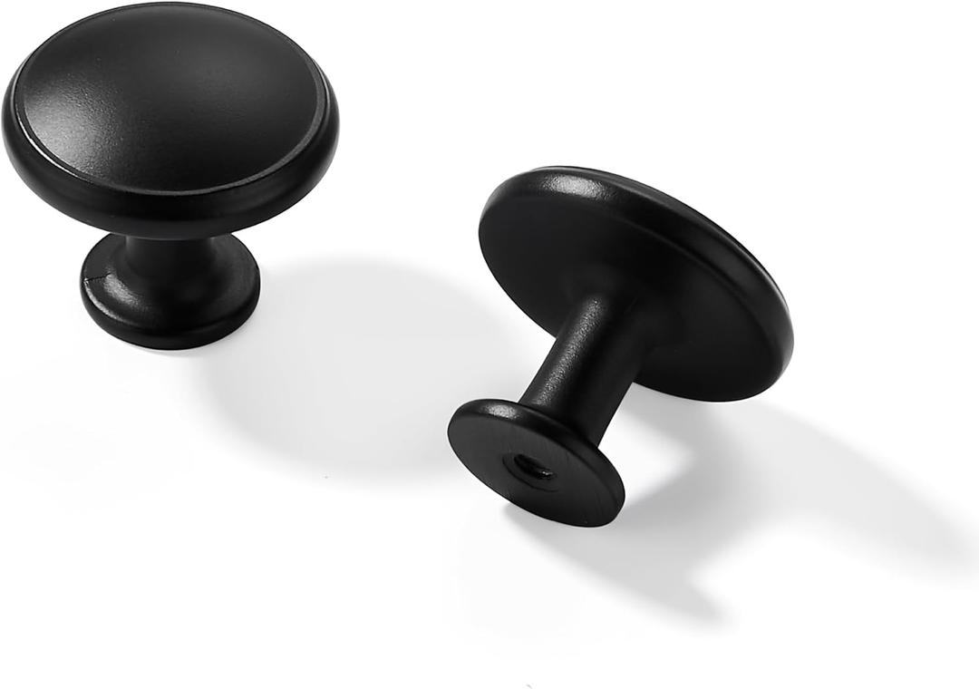 10 Pack Cabinet Knobs Matte Black Drawer Knob Kitchen Hardware - Single Hole Cabinet Knobs Kitchen Cabinet Pulls for Closet Wardrobe Dresser Cupboard