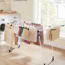 SONGMICS Clothes Drying Rack Foldable, Gullwing Laundry Drying Rack, Space-Saving, 22.2 x 68.1 x 38 Inches, Sock Clips, Metal Structure, for Clothes, Towels, Linens, Indoor, Outdoor White ULLR518W01