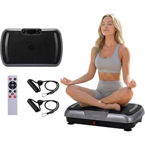 Vibration Plate Exercise Machine, Vibrating Plate for Lymphatic Drainage Weight Loss, Full Body Shake Plate with Resistance Bands, Vibration Board for Wellness Home Gyms Workout Gifts (Black)