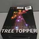 Smart Christmas Tree Topper, 3D Lighted Trumpeting Angel Topper with RGB LED Light, Gold Glittered Xmas Tree Topper with Music Sync, Timer, DIY Mode & APP Control for Indoor Holiday Decor, USB Powered