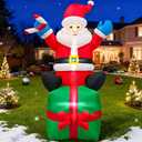 6FT Christmas Santa Inflatables Outdoor Decorations Santa Claus with Gift Box Blow Up Yard Decorations, Built-in LED Lights for Outdoor Christmas Party Yard Garden Lawn Xmas Decoration